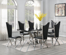 Load image into Gallery viewer, Dining Table (Black Marble) &amp; 6 Black Leather Chairs
