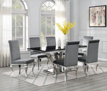Load image into Gallery viewer, Dining Table (Black Marble) &amp; 6 Gray Velvet Chairs
