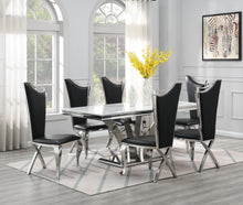 Load image into Gallery viewer, Dining Table (White Marble) &amp; 6 Black Leather Chairs
