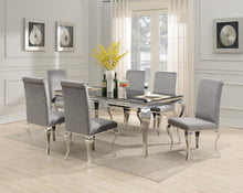 Load image into Gallery viewer, Glamour Dining Table &amp; 4 Gray Velvet Chairs
