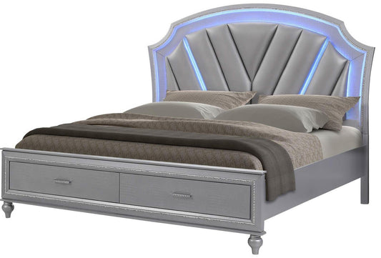Galaxy Home Amber Queen Storage Bed in Silver GHF-808857860491