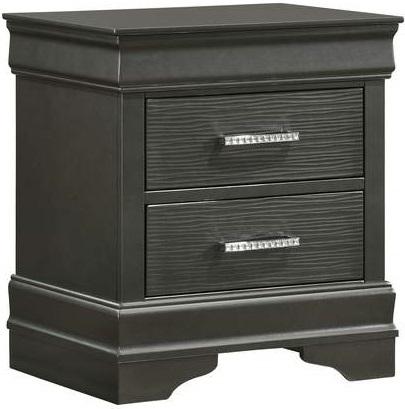 Galaxy Home Brooklyn 2 Drawer Nightstand in Metallic Grey GHF-733569339099