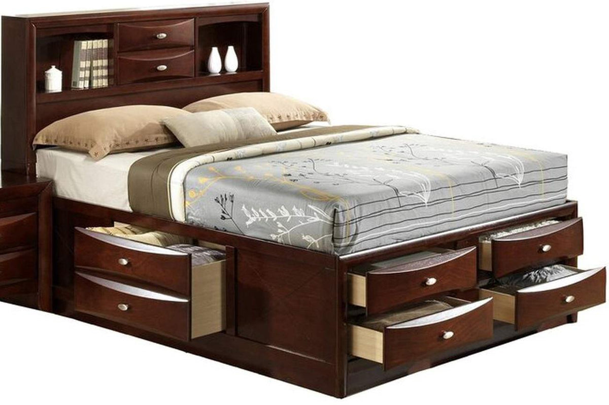Galaxy Home Emily Full Storage Bed in Cherry GHF-808857992086