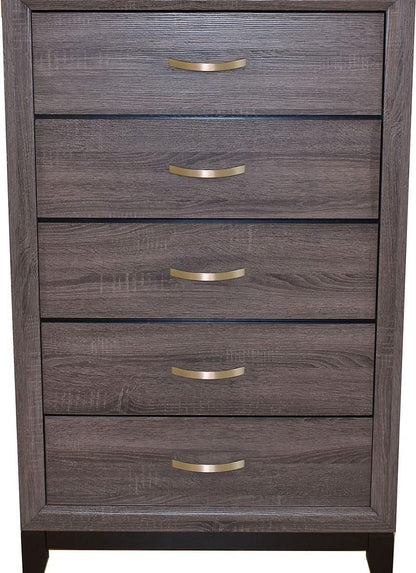 Galaxy Home Hudson 5 Drawer Chest in Foil Grey GHF-808857594679