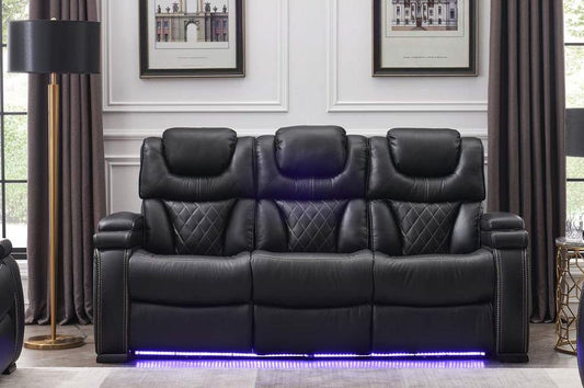 Galaxy Home Lexus Power Reclining Sofa in Black GHF-808857586216