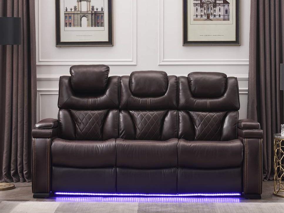 Galaxy Home Lexus Power Reclining Sofa in Brown GHF-808857769299