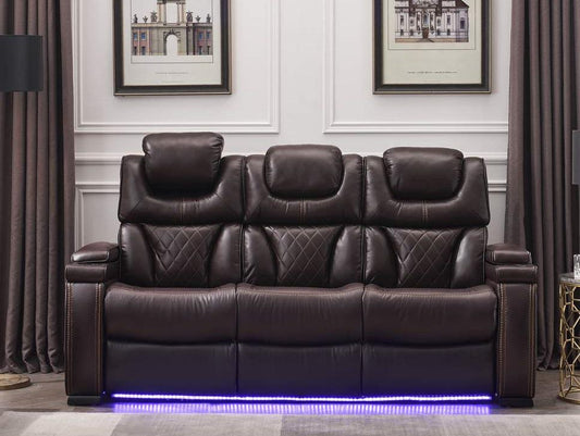 Galaxy Home Lexus Power Reclining Sofa in Brown GHF-808857769299