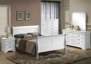 Galaxy Home Louis Phillipe Full Sleigh Bed in White GHF-808857887658