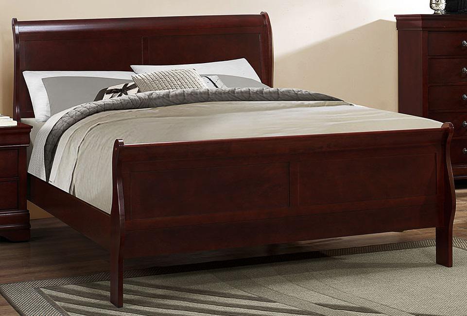 Galaxy Home Louis Phillipe Twin Sleigh Bed in Cherry GHF-808857629654