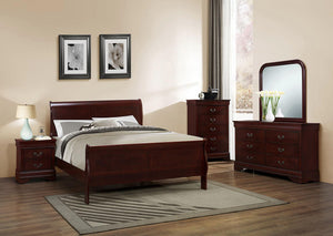 Galaxy Home Louis Phillipe Twin Sleigh Bed in Cherry GHF-808857629654
