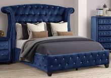 Load image into Gallery viewer, Galaxy Home Sophia King Upholstered Bed in Blue GHF-733569216352 image
