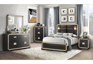 BLAKE BLACK/GOLD KING BED GROUP WITH LAMPS image