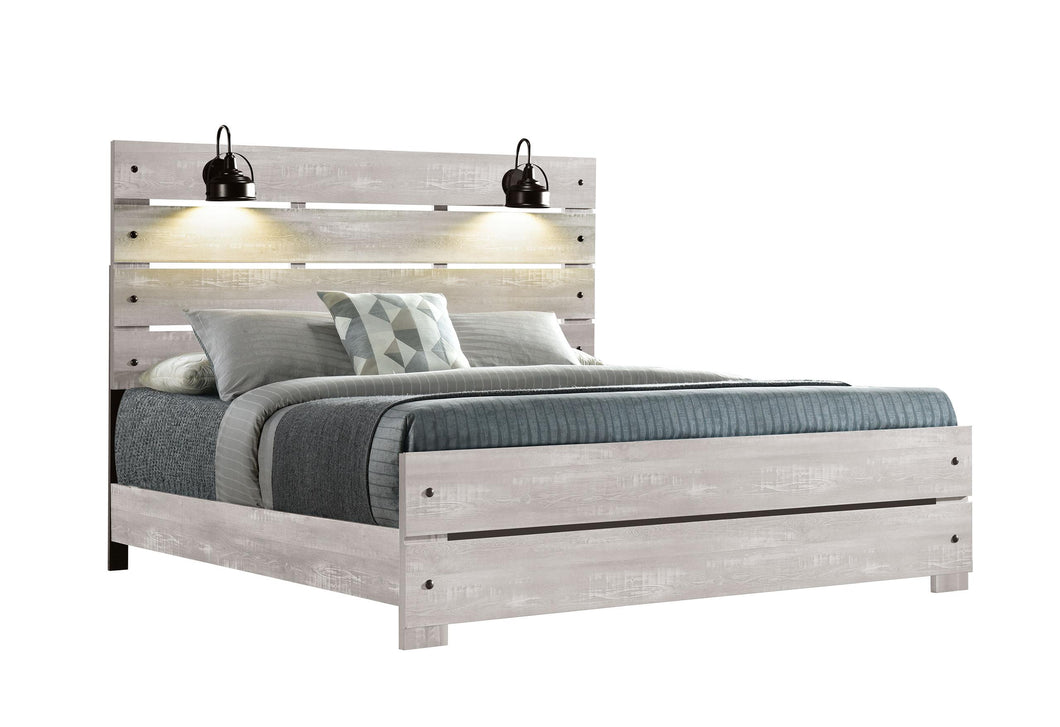 LINWOOD WHITE WASH KING BED WITH LAMPS image