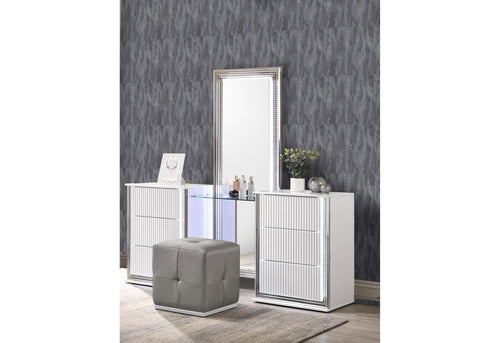 ASPEN WHITE VANITY WITH VANITY STOOL WITH LED image