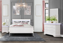 Load image into Gallery viewer, CHARLIE WHITE QUEEN BED WITH LED, DRESSER, MIRROR AND NIGTHSTAND
