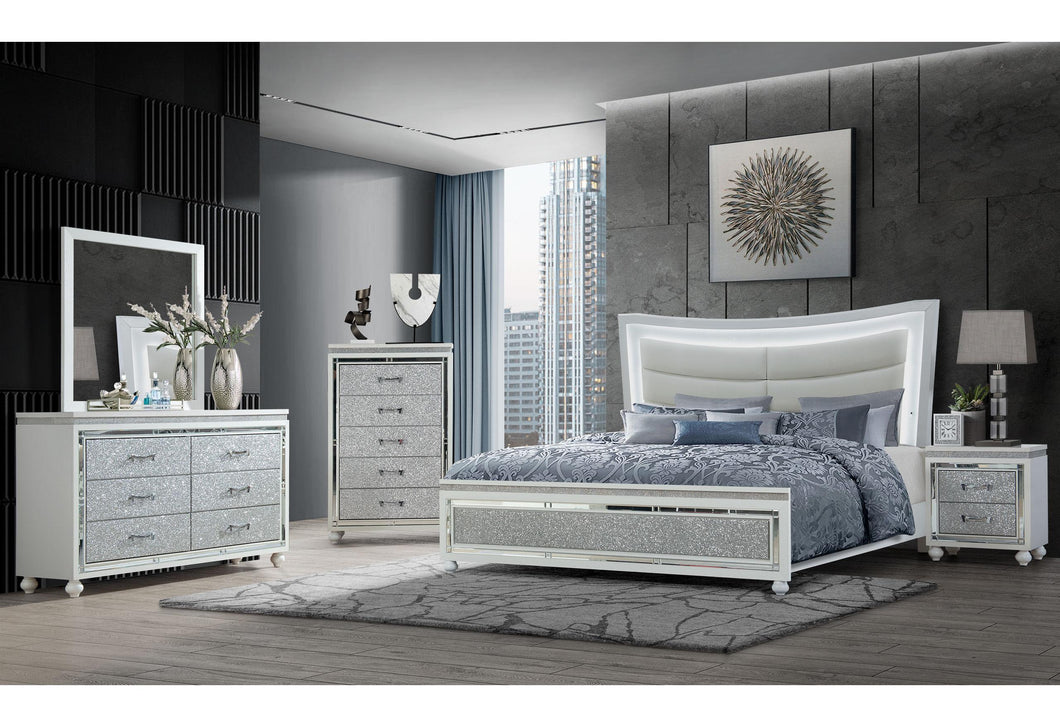 COLLETE WHITE KING BED GROUP - Ego Home Furniture