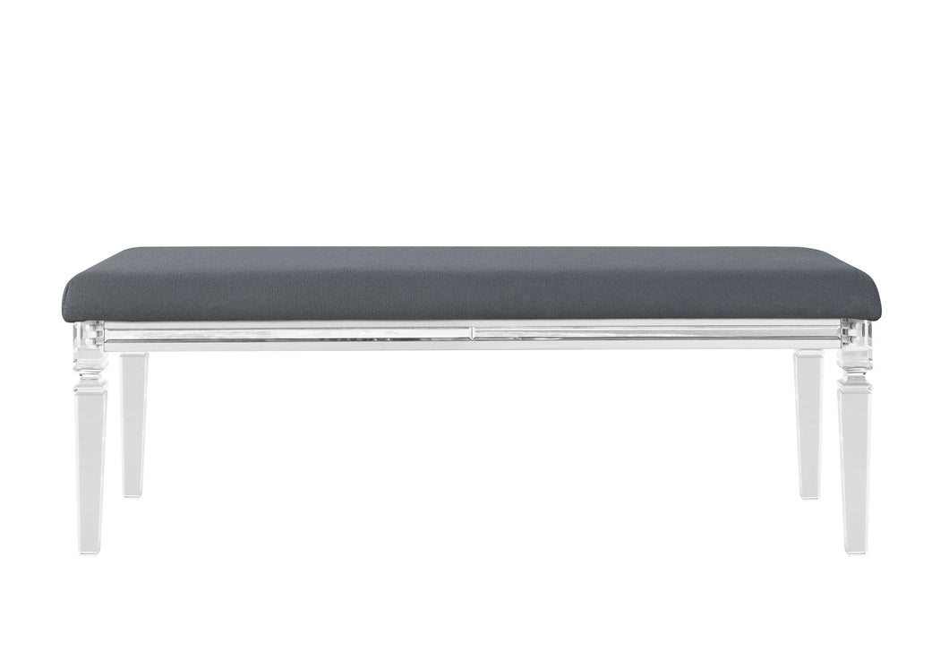 CALEB SILVER BENCH WITH ACRYLIC LEGS image