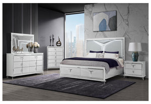 ROMO WHITE QUEEN BED GROUP WITH LED image