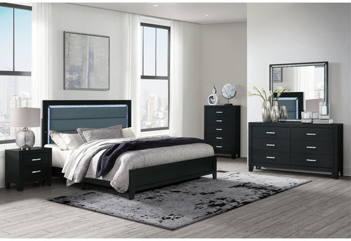 REID BLACK QUEEN BED GROUP WITH LED image