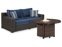 Load image into Gallery viewer, Grasson Lane Grasson Lane Nuvella Loveseat with Fire Pit Table image
