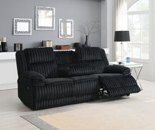 Load image into Gallery viewer, Black Corduroy Motion Sofa W/Dropdown
