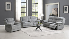 Load image into Gallery viewer, Gray Corduroy Motion Sofa W/Dropdown
