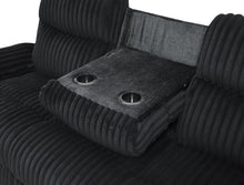 Load image into Gallery viewer, Black Corduroy Motion Sofa W/Drop Down Table
