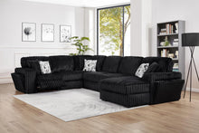 Load image into Gallery viewer, Black Corduroy Power Reclining 4 Pc Sectional W/2 Wireless Charger

