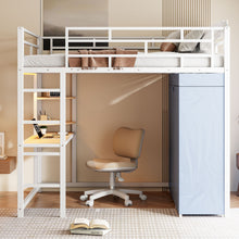 Load image into Gallery viewer, Loft Bed With Desk, Shelves, Power Outlet, LED Light And Wardrobe
