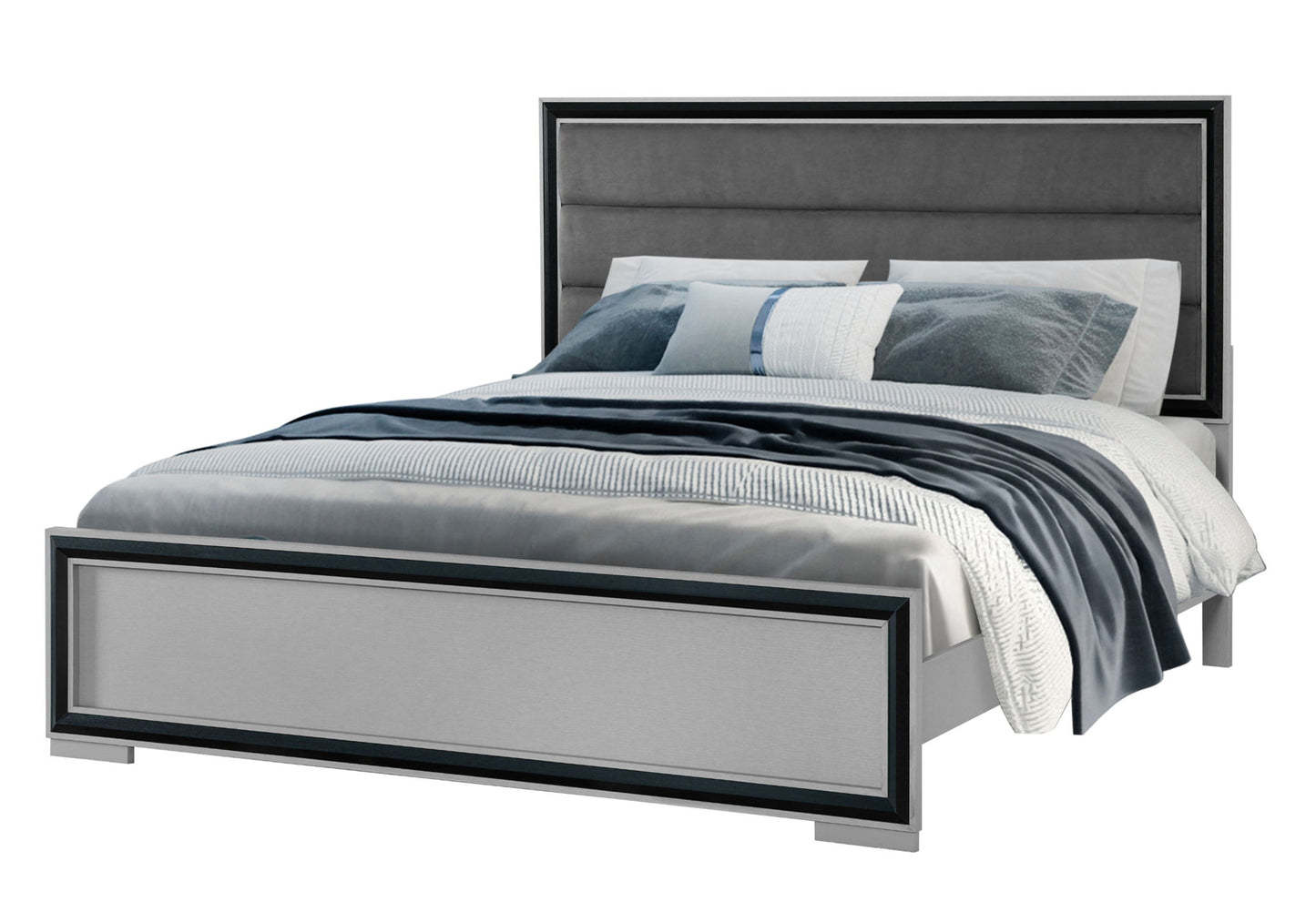 Amelia - Queen Bed Headboard Footboard - Gray Black