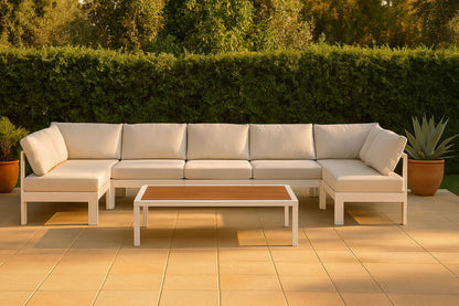 Nizuc - Outdoor Patio 7 Piece Modular Sectional With White Frame