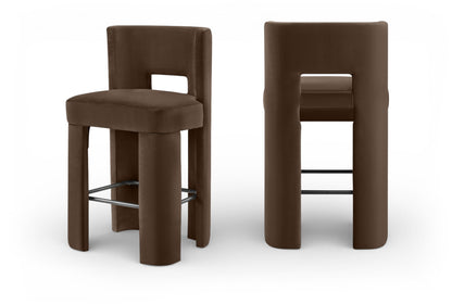 Zuno - Velvet Performance Fabric Upholstered Bar Stool (Set of 2)