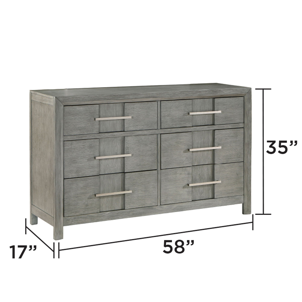 6 Drawer Dresser - Gray - Wood