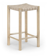 Load image into Gallery viewer, Entwine - Vegan Leather Upholstered Backless Counter Stool - Painted Natural
