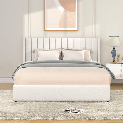 Anda - Boucle Upholstered Platform Bed With Patented Drawers Storage - Ivory - Ego Home Furniture