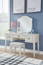 Load image into Gallery viewer, Robbinsdale - Mirrored Vanity With Stool - Antique White
