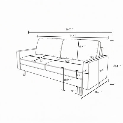 Couch, 3 Seat Sofa With Removable Cushion - Beige - Ego Home Furniture