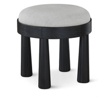 Load image into Gallery viewer, Larea - Linen Textured Fabric Ottoman - Black Base
