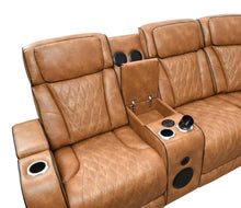 Load image into Gallery viewer, U12 - 3 Piece Power LED Sectional, Power Headrest, Heat, Massage Wireless Charger, And USB - Brown
