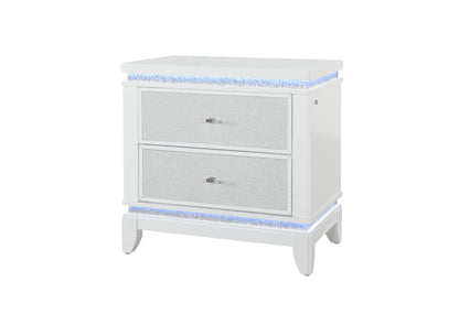 Alina - Nightstand With LED And USB - White