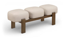 Load image into Gallery viewer, Woodcrest - Vegan Leather Upholstered Bench - Painted Brown Walnut Base
