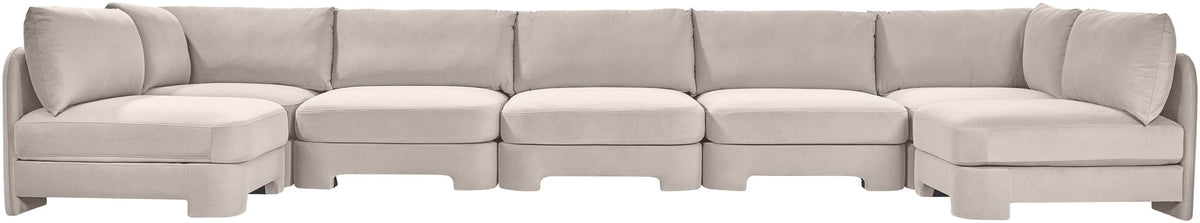 Hammond - Velvet Performance Fabric Upholstered 7 Piece U-Shaped Armless Sectional