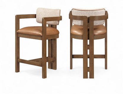Ravina - Upholstered Counter Stool With Stained Brown Base