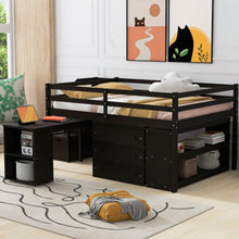Load image into Gallery viewer, Loft Bed With Retractable Writing Desk And 3 Drawers With Storage Stairs And Shelves
