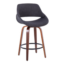 Load image into Gallery viewer, Fabrico - Mid Century Modern Fixed Height Counter Stool &amp; Round Footrest (Set of 2)
