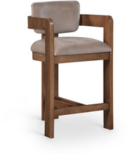 Load image into Gallery viewer, Sacha - Velvet Stool With Brown Base

