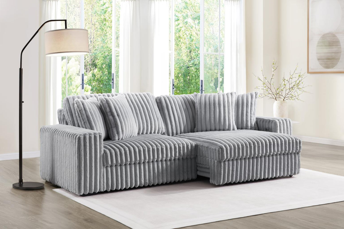 U309 - Corduroy Power 4 Seater Sofa - Gray