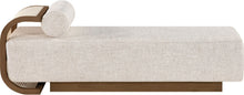 Load image into Gallery viewer, Zephyr - Linen Textured Fabric Upholstered Chaise - Painted Brown Walnut Base
