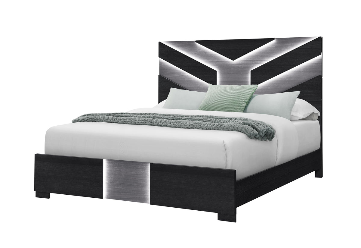 Optimus - King Bed With LED - Black