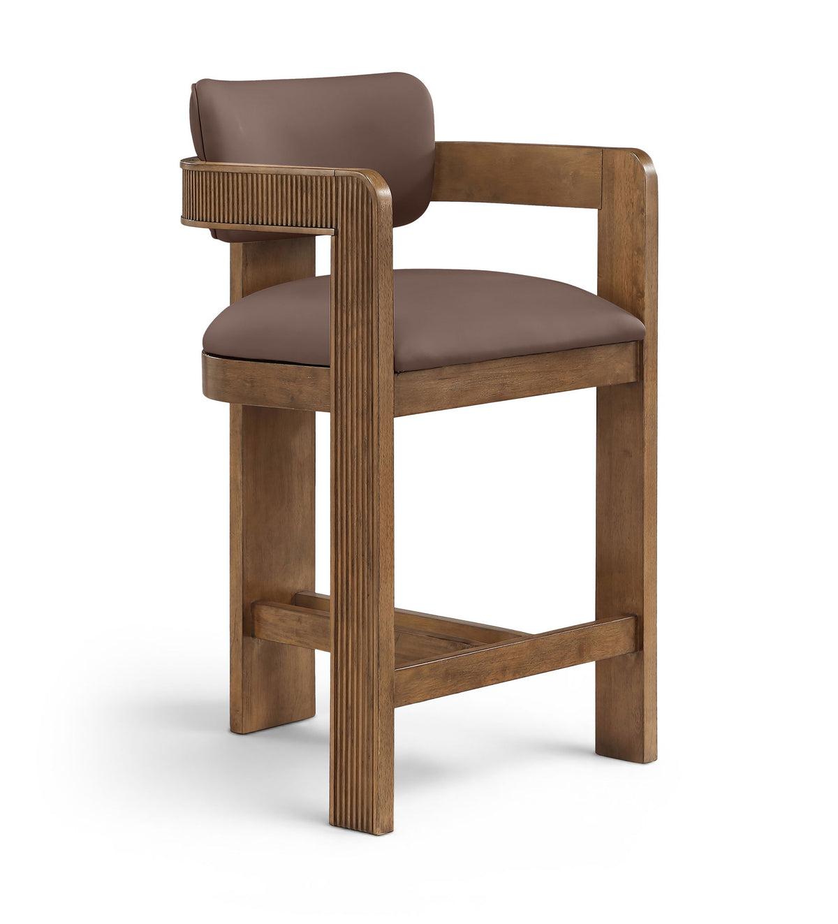 Sacha - Vegan Leather Upholstered Counter Stool With Brown Base